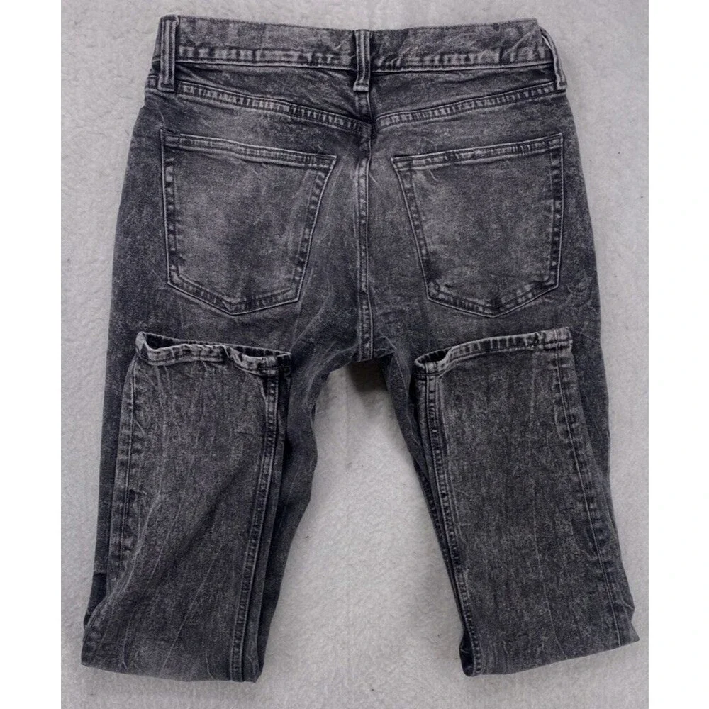 Old Navy Men Slim Built-In Tough Flex Jeans 29x30 Gray Acid Wash Denim Black